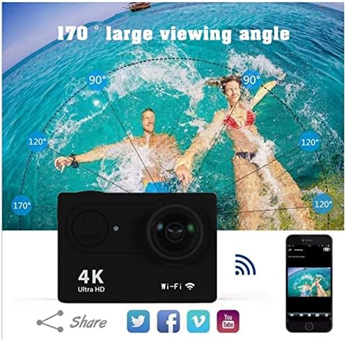 Camara 4k Deportiva Wifi Sumergible Mini, 1080P/30FP