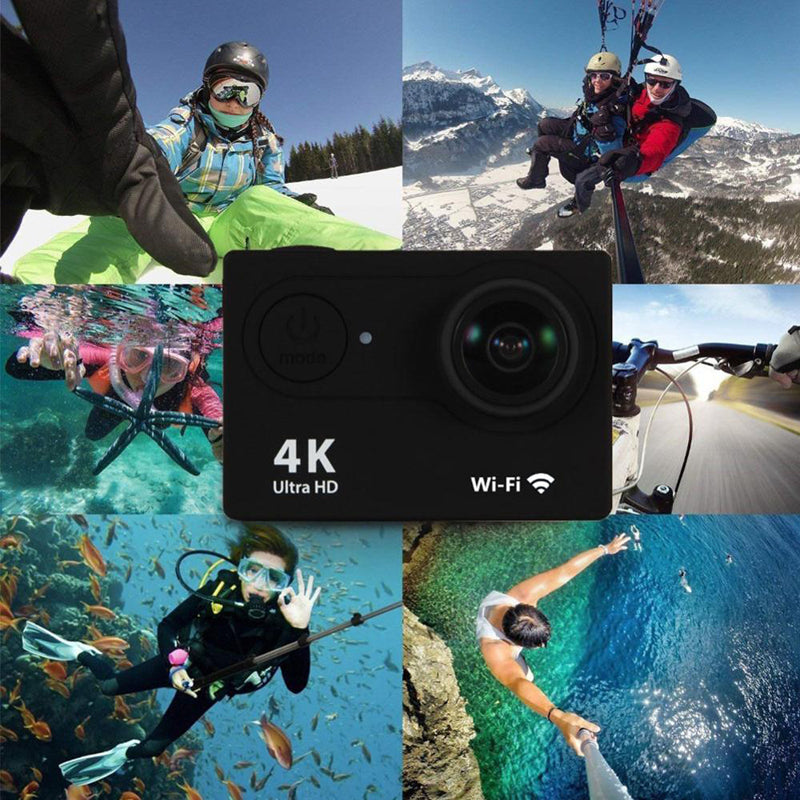 Camara 4k Deportiva Wifi Sumergible Mini, 1080P/30FP