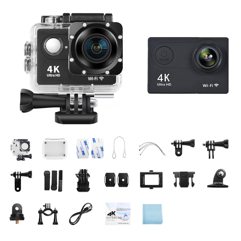 Camara 4k Deportiva Wifi Sumergible Mini, 1080P/30FP